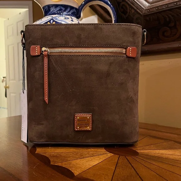 Dooney & Bourke Brown Suede and Leather Women’s Crossbody NWT - Picture 2 of 7